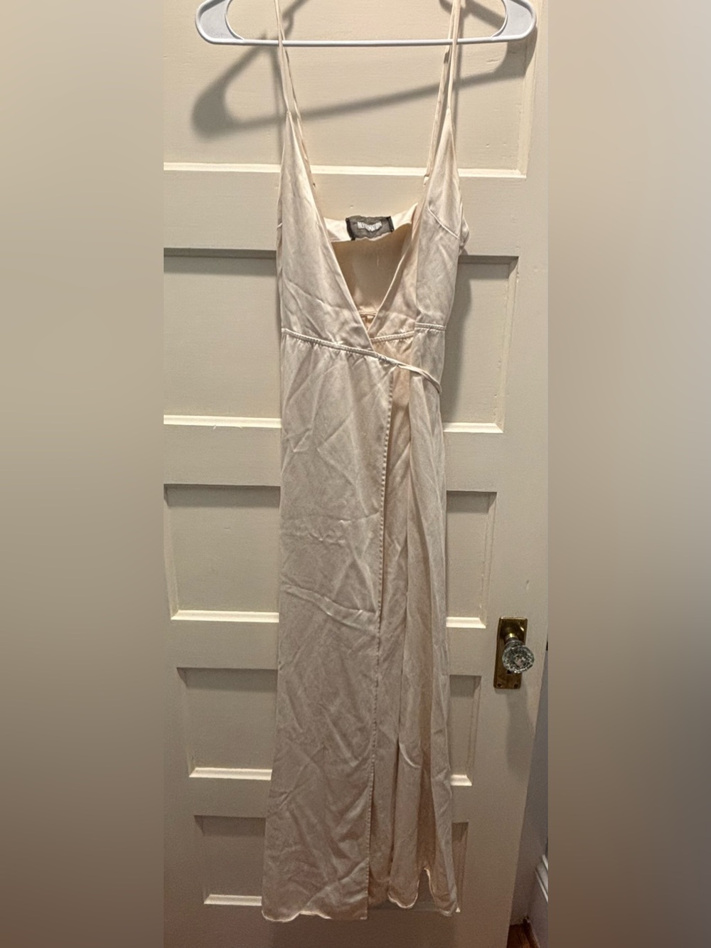 Reformation Ivory Wrap Slip Dress, 100% silk